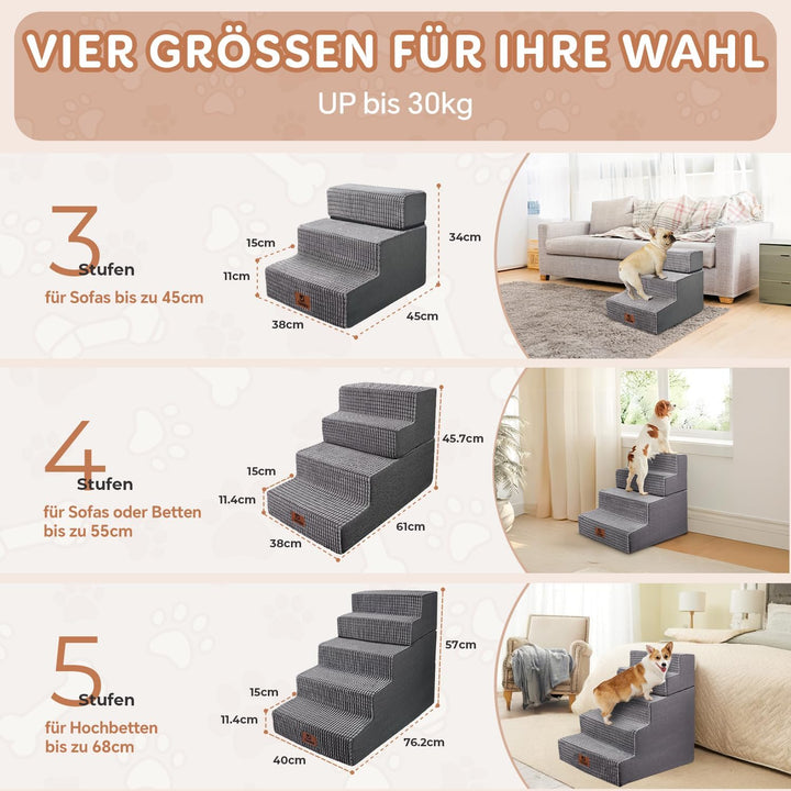 Sytopia Hundetreppe 4 Stufen, 45,7 cm hoch, bis 35 kg, Haustiertreppe für kleine/mittelgrosse Hunde