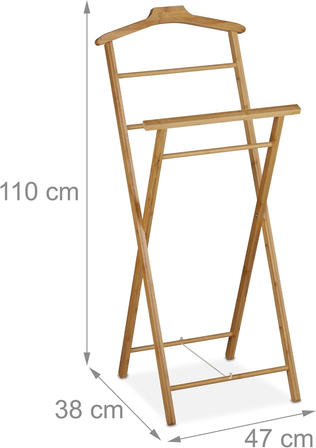 Relaxdays Stummer Diener, Bambus, klappbar, für Bad & Schlafzimmer, Herren & Damen, Herrendiener HBT