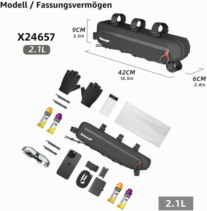 Rahmentasche Fahrrad Fahrradtasche Rahmen grosses Fassungsvermögen Dreiecktasche Rohrtasche Triangel