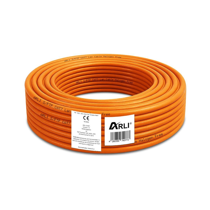 ARLI CAT 7 Verlegekabel 50m Netzwerkkabel CAT.7 LAN Halogenfrei Installationskabel SFTP S/FTP CAT7 P