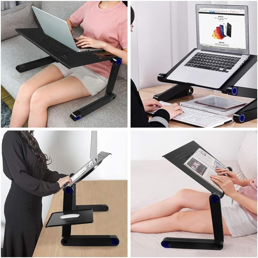 INF Verstellbarer Laptoptisch mit Mausmatte - Schwarz