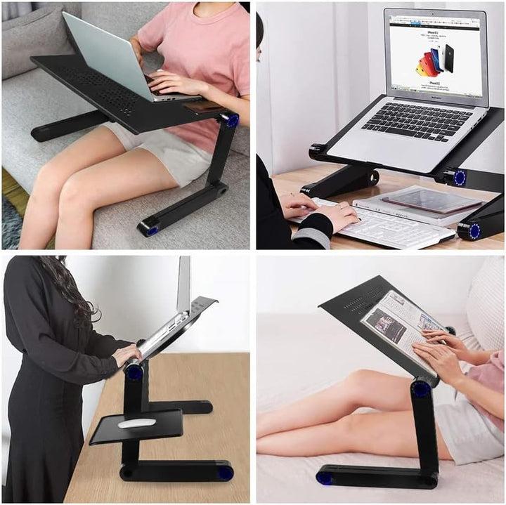 INF Verstellbarer Laptoptisch mit Mausmatte - Schwarz
