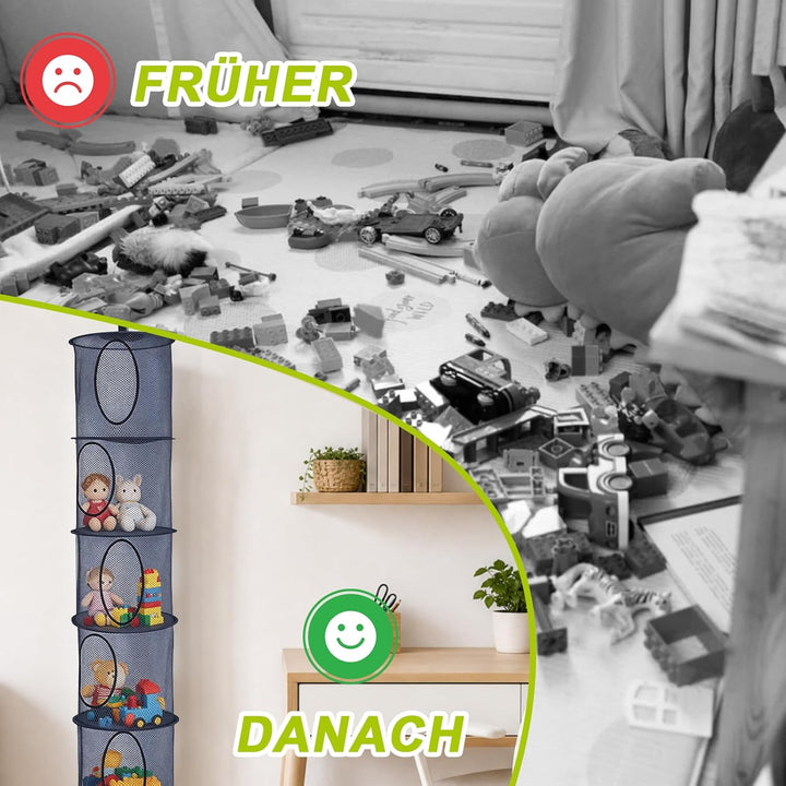 Solivive 3 Stück Hängeaufbewahrung, 5 Fäche Faltbare Aufbewahrung Hängend Organizer mit 3 Haken, Plü