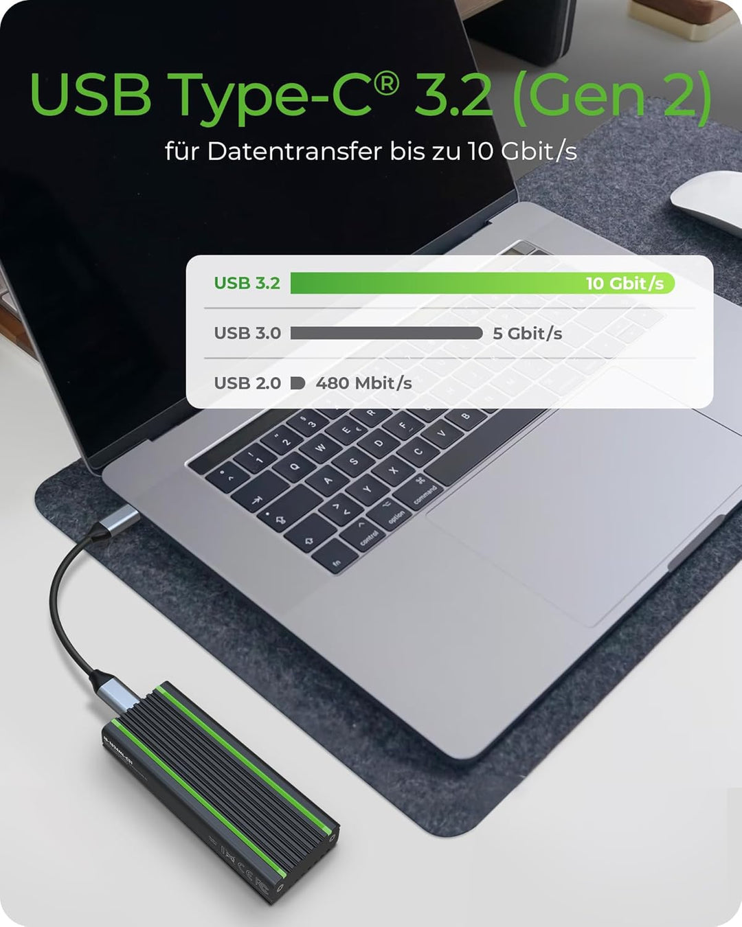 ICY BOX SSD M.2 NVMe Gehäuse mit RGB LED Beleuchtung, USB 3.1 (Gen2, 10 Gbit/s), Kühlsystem, USB-C,