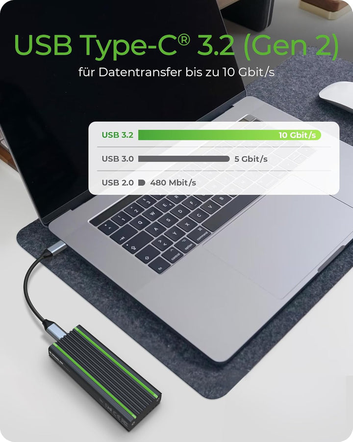 ICY BOX SSD M.2 NVMe Gehäuse mit RGB LED Beleuchtung, USB 3.1 (Gen2, 10 Gbit/s), Kühlsystem, USB-C,