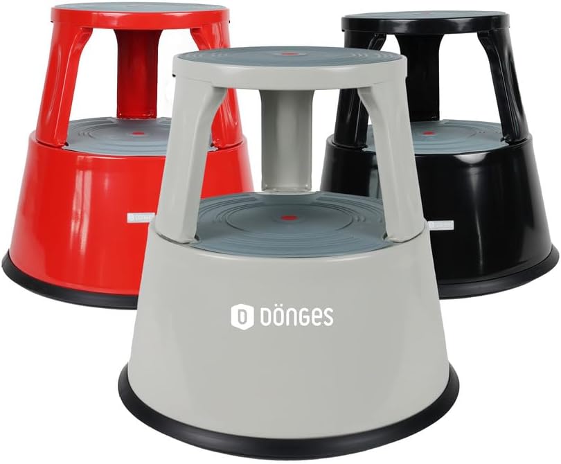 Dönges Rollhocker, Metall, grau (Rolltritt Tritthocker Elefantenfuss)