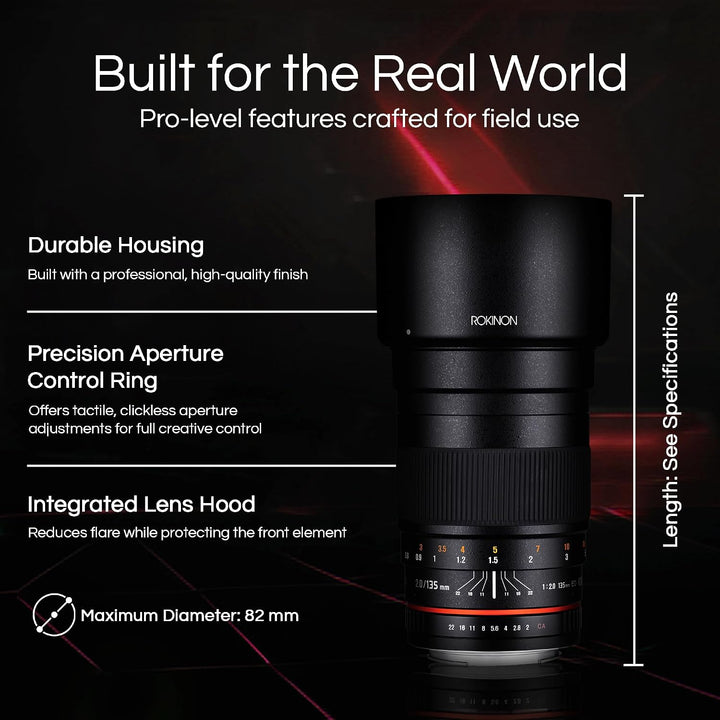 Rokinon 135 mm F2.0 Teleobjektiv für Sony E, Sony E