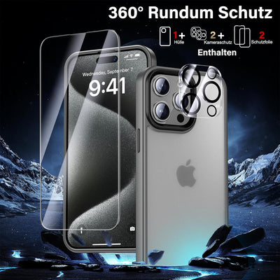 UniqueMe für iPhone 15 Pro Max Hülle, 5-in-1-Set Handyhülle für iPhone 15 Pro Max Case Rundumschutz