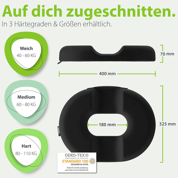 feela.® Orthopädisches Sitzring [3 Härtegrade] – Hämorrhoiden Sitzkissen mit Loch – nach OP & Geburt