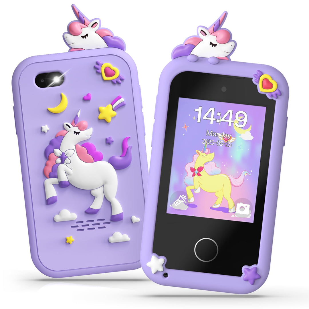 Fippesax Kinder Handy Smartphone Spielzeug, Kinderkamera Handy für Mädchen & Jungen, 20 lernspiele,