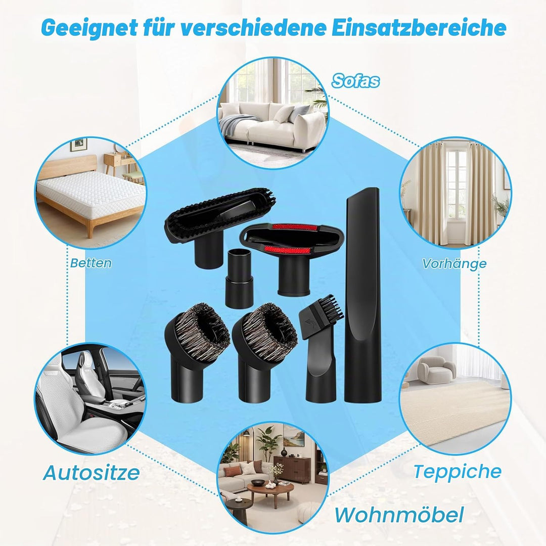 7Pcs Staubsauger Aufsatz Set Inkl Fugen Düsen &amp; Bürste, Universal 32-35 mm Staubsaugerdüse Zubehör K