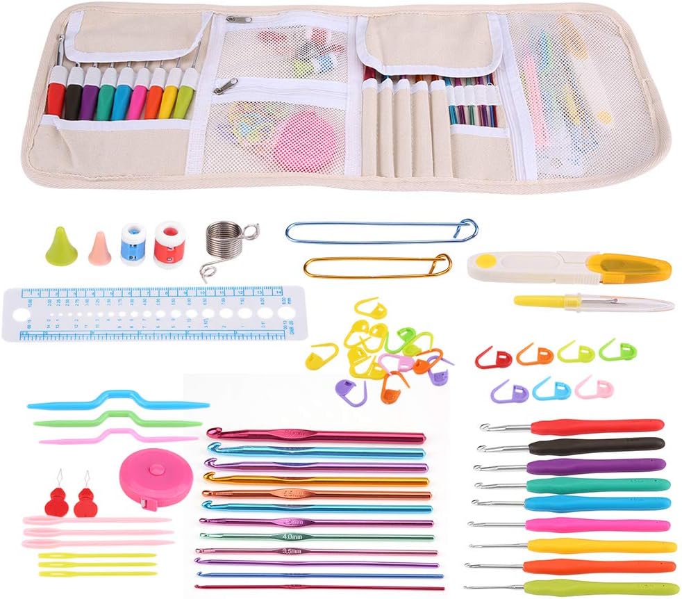 Häkelset mit Etui, ergonomischer , Stricksets Griff, Nadel, Häkelnadeln, Näh- und Strickwerkzeug-Set