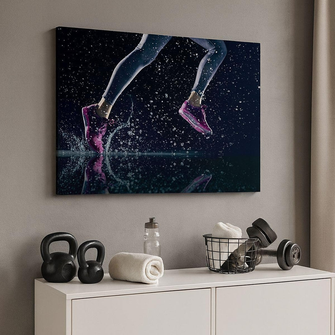 Bilder auf Leinwand 100x70cm Leinwandbild Laufen Lifestyle Leichtathletik Schuhe Gross Wanddeko Bild