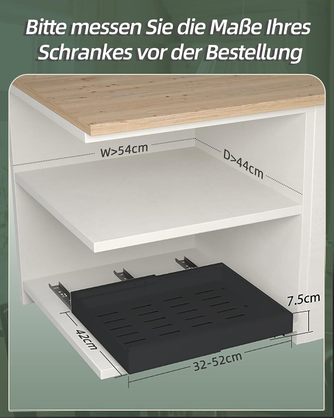 NETEL 2er-Pack Teleskopschublade Ausziehbarer Schubladen Organizer Einstellbare Breite 32-52cm für K