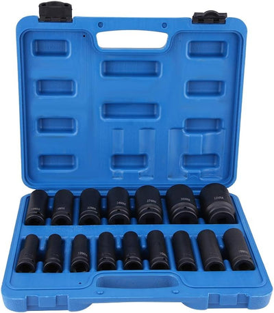 16Pcs Air Hex Bit Sechskant Bit Impact Socket Set mit Werkzeugkasten für Autoreparatur und Wartung,