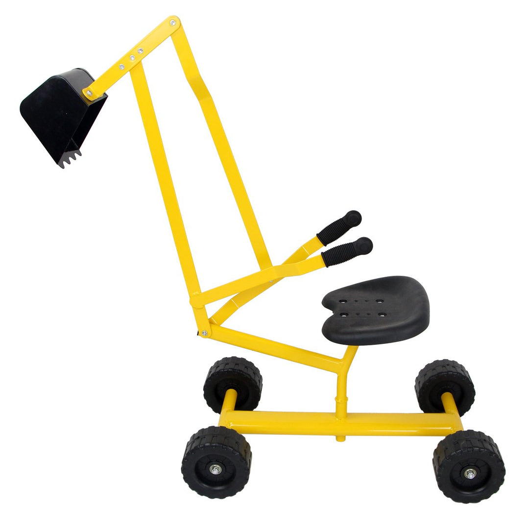 COSTWAY Sitzbagger 360° drehbar, Bagger zum Draufsitzen Metall mit Schaufel & Rädern, Bagger Sandkas
