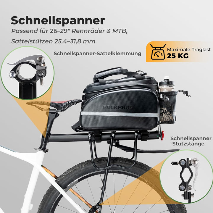 ROCKBROS Fahrrad Gepäckträger Mountainbike Gepäckträger Schnellspanner mit Reflektor 24-29 Zoll mit/