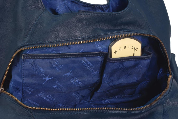 Catwalk Collection Handbags - Damen Leder Schultertasche - Handtasche Gross - Hobo Bag mit Viele Fäc