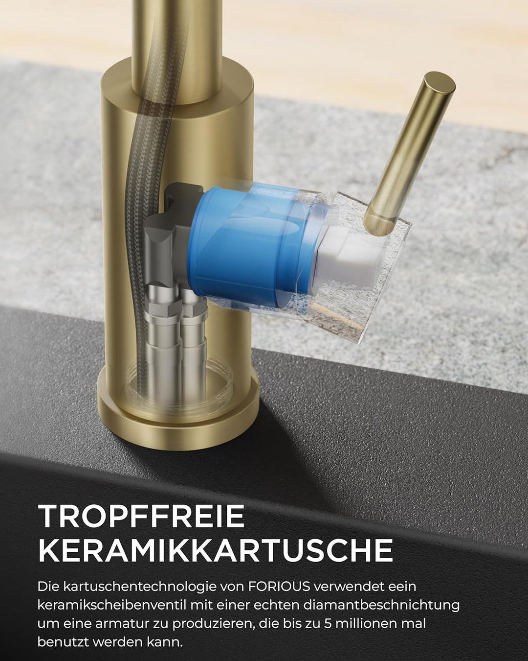 FORIOUS Wasserhahn Küche, Küchenarmatur Ausziehbar mit Brause, Spültischarmatur Küche, L-förmiger Ed