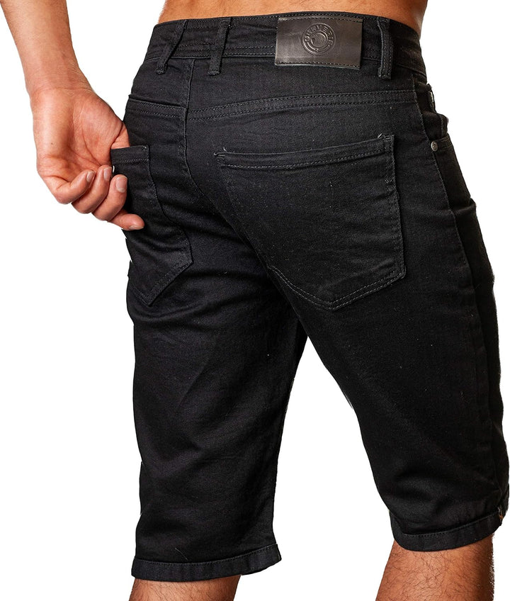 Gelverie Herren Shorts Slim Fit Bermuda Jeansshorts W29 Black Denim