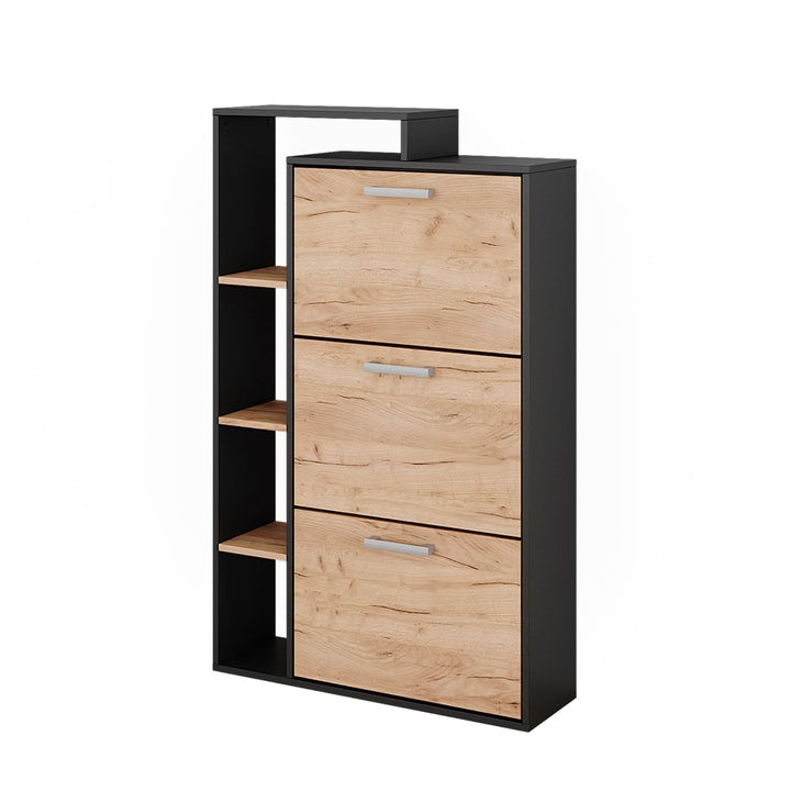 Vicco Schuhkommode Orlando, Goldkraft Eiche, 80 x 128.3 cm mit 3 Fächern Goldkraft Eiche/Anthrazit,