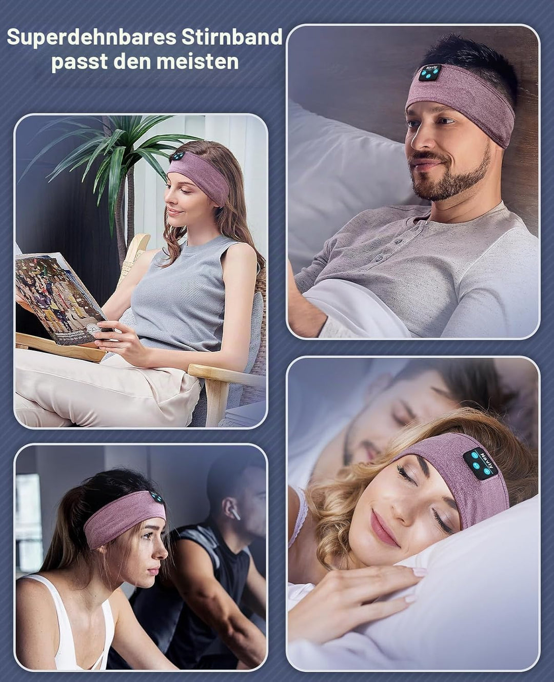 Navly Schlafkopfhörer Bluetooth Stirnband – 5.4 kabellose Kopfhörer mit 14h Akkulaufzeit & 4mm ultra