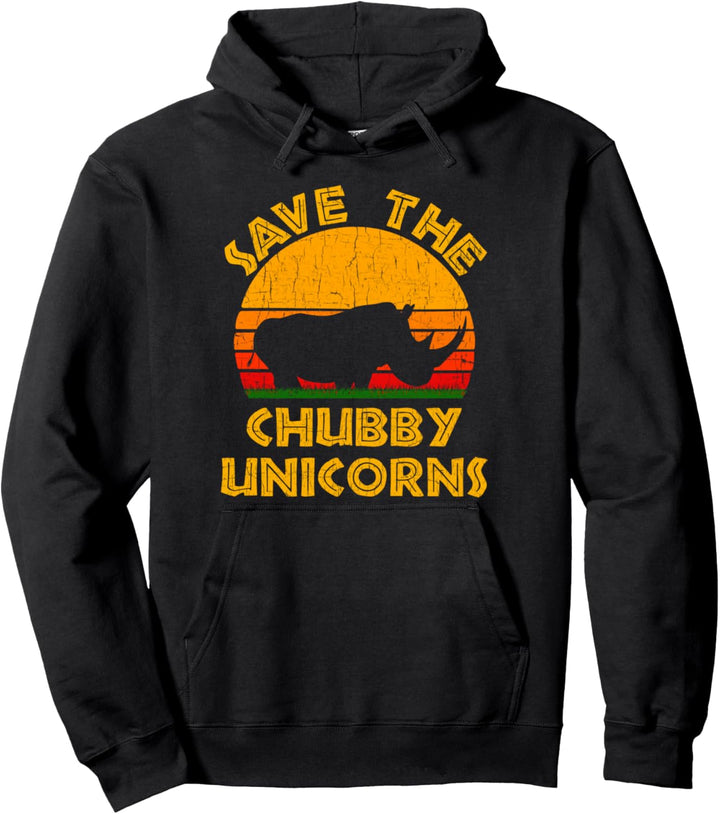 Speichern Sie das Chubby Unicorns Shirt Retro Rhino Chubby Pullover Hoodie