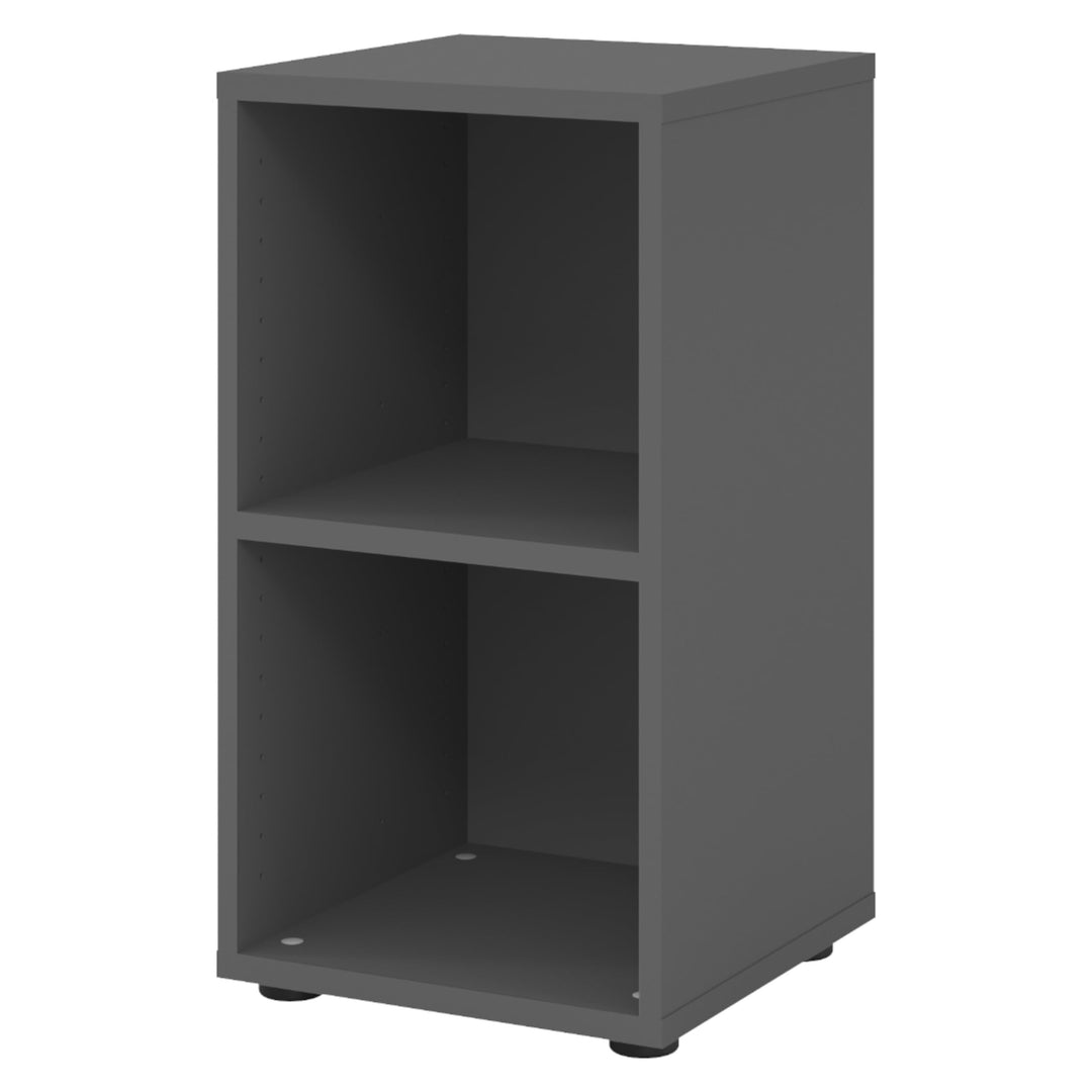 bümö Regal Graphit, Standregal aus Holz für 2 Ordnerhöhen - Bücherregal klein 40 cm schmal, Aktenreg