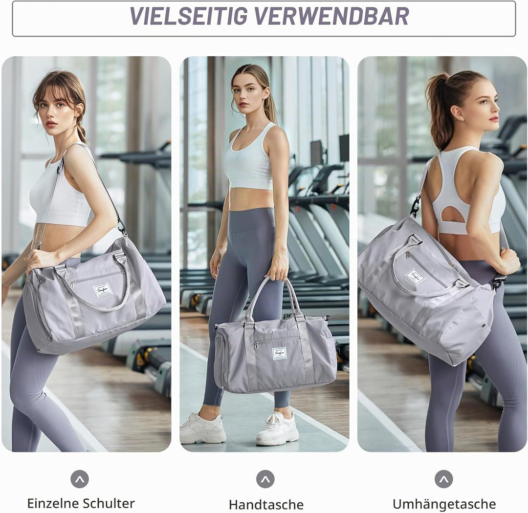 HYC00 Sport Duffel Bag Damen Handgepäck Sporttasche für Damen und Herren mit Nassfach &amp; Schuhfach, R