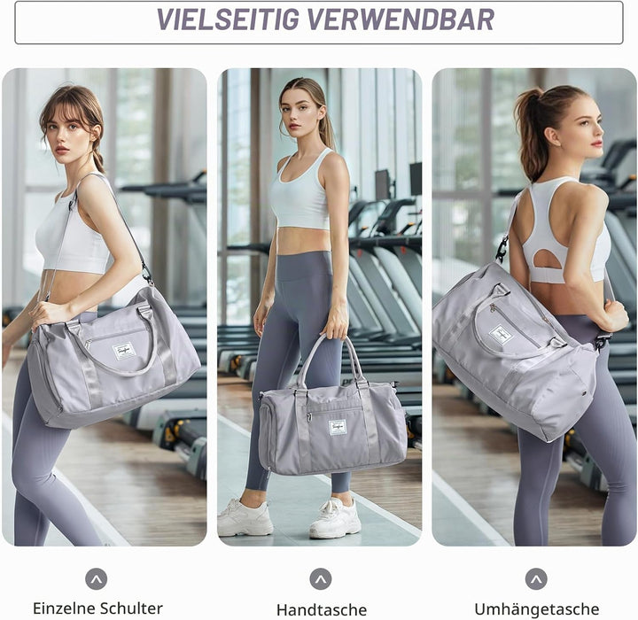 HYC00 Sport Duffel Bag Damen Handgepäck Sporttasche für Damen und Herren mit Nassfach &amp; Schuhfach, R