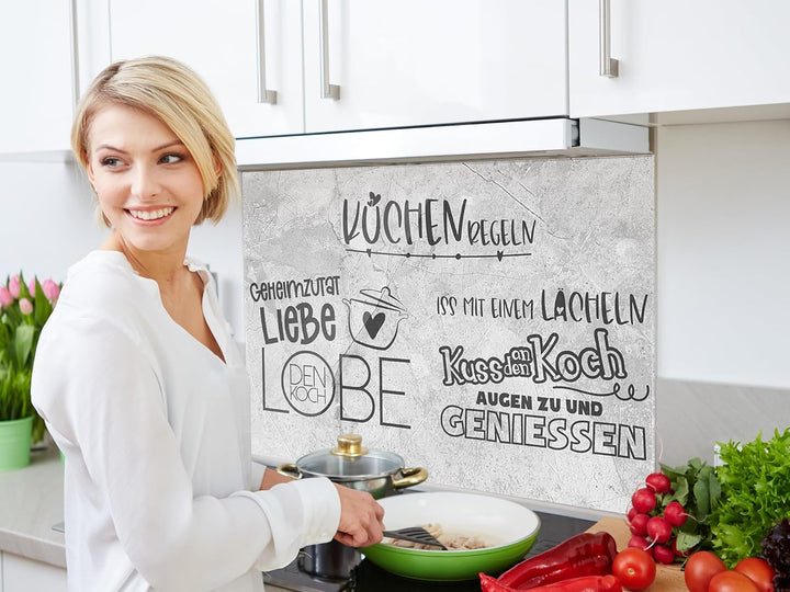 GRAZDesign Spritzschutz Küchenrückwand Glas Küche für Herd & Küchenspüle, Granit Optik in grau mit K