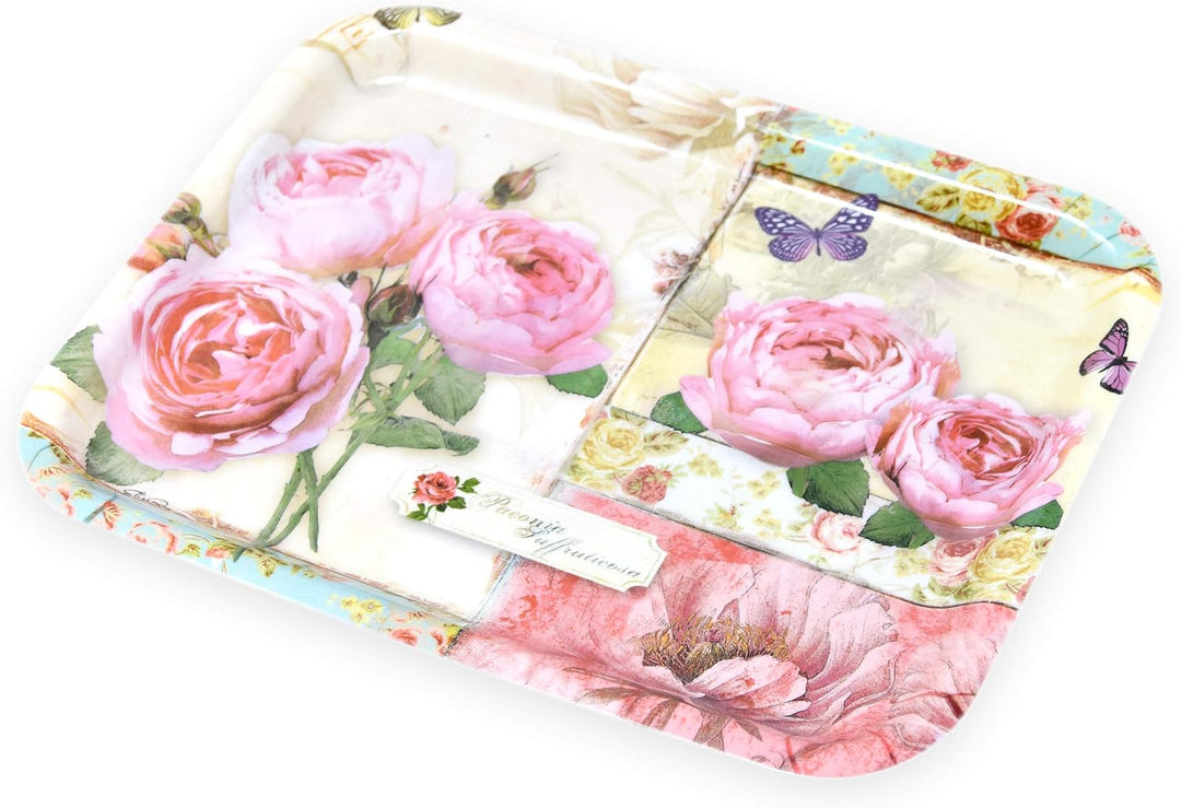Lashuma Kleines Getränketablett aus Melamin, Hochwertiges Desserttablett 31x23 cm, Tablett Muster: E