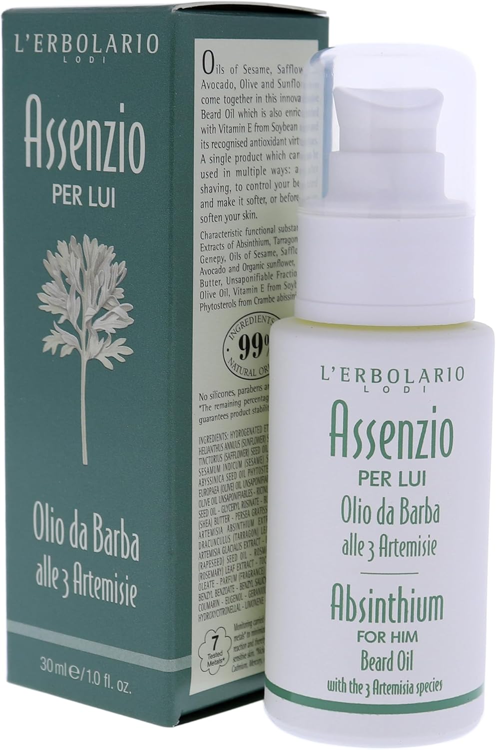 L'Erbolario Absinth für Ihn Bartöl, 1er Pack (1 x 30 ml)