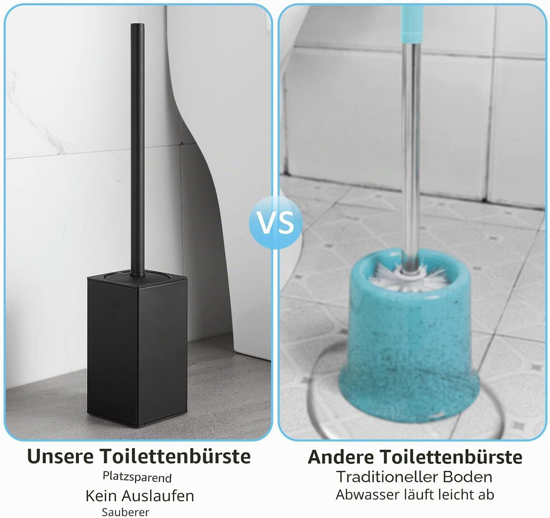 BGL Klobürste Schwarz, aus Edelstahl, Quadratisch Wc Bürste, Schwarz, Schwarz
