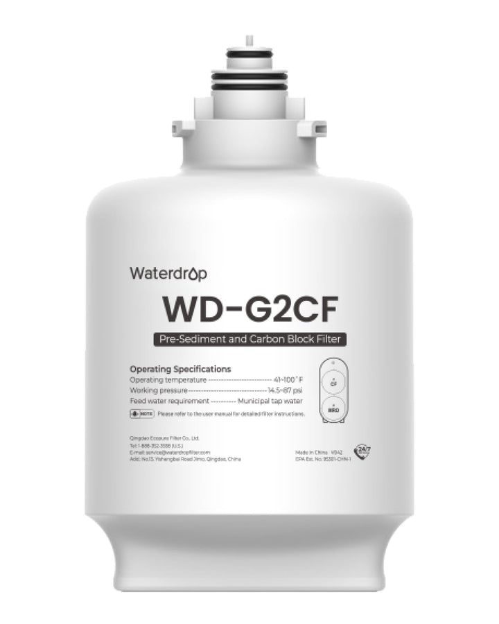 Waterdrop G2CF Ersatzfilter für G2 und G2P600 RO-System | 12 Monate Lebensdauer, Untertisch-Wasserfi
