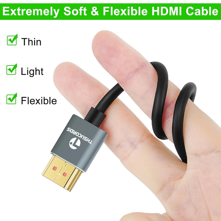 Ultradünne 8K 4K HDMI Kabel 2M 3 Stück, Schlanke Flexible Weiche Hochgeschwindigkeits HDMI 2.1 Unter