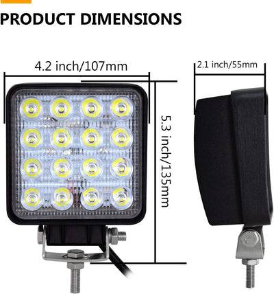 Willpower 10pc LED Scheinwerfer 4‘’ 10cm 48W LED Arbeitsscheinwerfer 12V 24V Zusatzscheinwerfer Auto