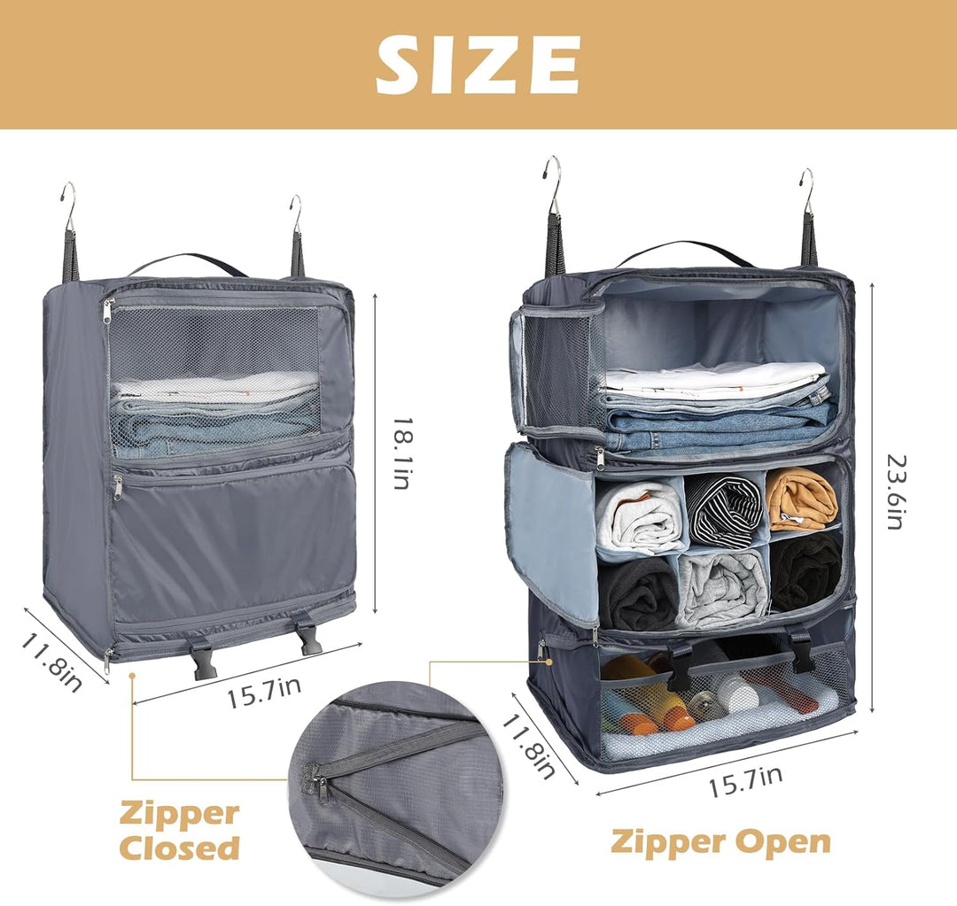 Surblue Hängeregal Reisetasche Kompressionspackwürfel für Koffer Zusammenklappbar mit Erweiterungssc