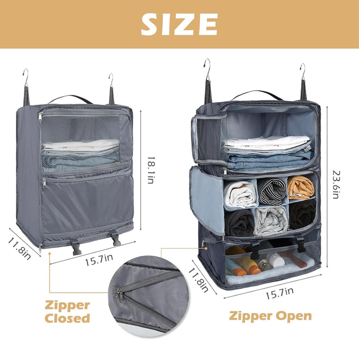 Surblue Hängeregal Reisetasche Kompressionspackwürfel für Koffer Zusammenklappbar mit Erweiterungssc