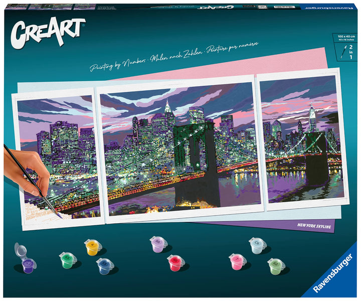 Ravensburger CreArt 23551 - Skyline von New York - Triptychon Malen nach Zahlen Erwachsene, DIY Mals