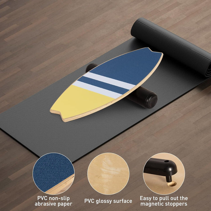 Leogreen Balance Board aus Holz in Surfboard, 7-in-1 Surfin Balanceboards Erwachsene Gleichgewichtst