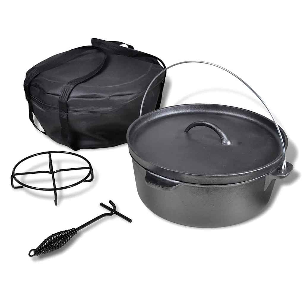 vidaXL Dutch Oven 11,3 L Gusseisen Kessel Kochtopf Bräter Feuertopf Camping 11.3 l, 11.3 l