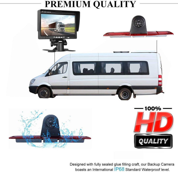 CoolinDT Dritte Dachmontage-Bremsleuchte, Bremsleuchte, Rückfahrkamera mit 4,3-Zoll-Monitor zur Arma