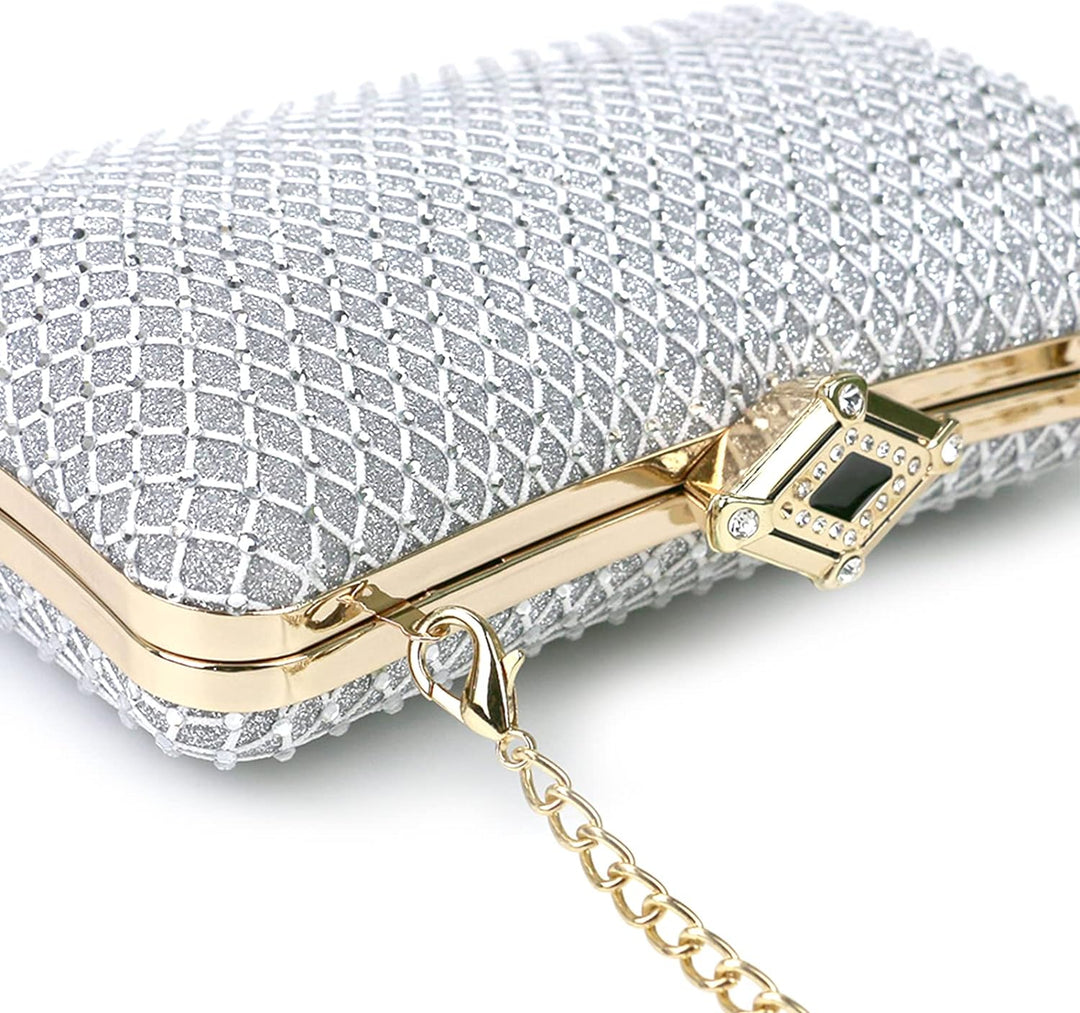 NICOLE &amp; DORIS Damen Abendtasche Clutch Handtaschen Elegant Umhängetasche Kleine Kettentasche Glitze