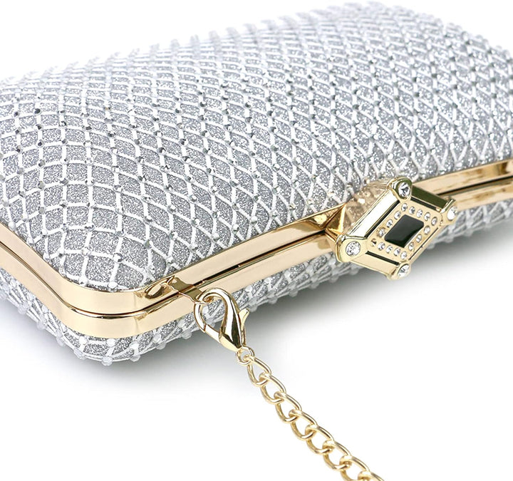NICOLE &amp; DORIS Damen Abendtasche Clutch Handtaschen Elegant Umhängetasche Kleine Kettentasche Glitze