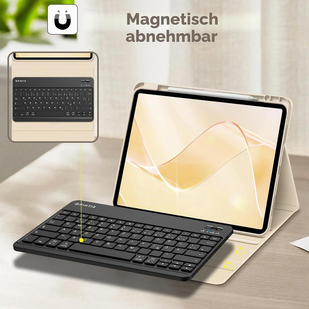 FINTIE Hülle mit Tastatur für iPad Air 13 Zoll M4/M3/M2 (2026/2025/2024), Soft TPU Rückseite Gehäuse