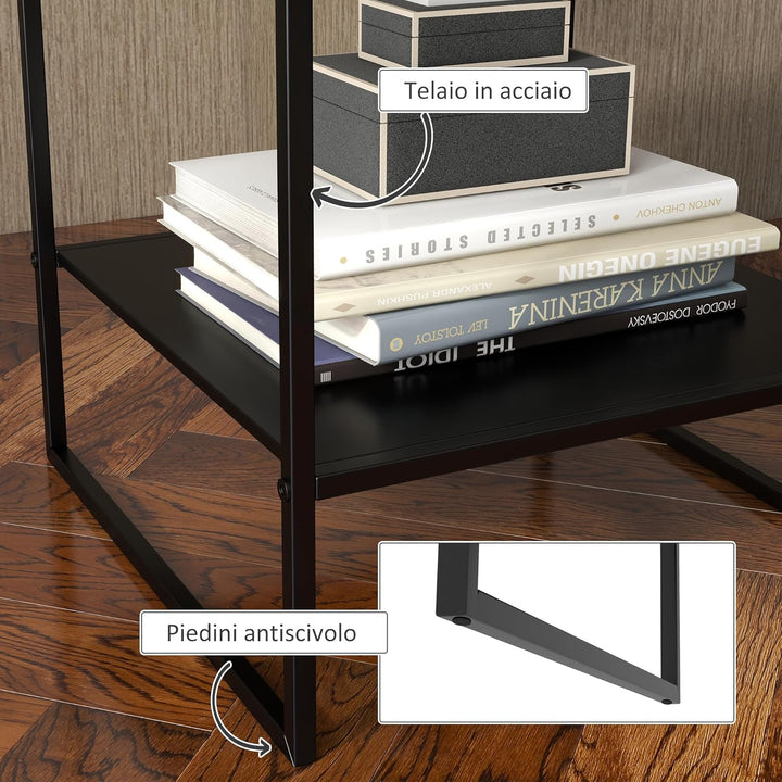 HOMCOM Couchtisch Quadratischer Wohnzimmertisch mit Stauraum, 2 Ebenen Skandinavisch Sofatisch mit S