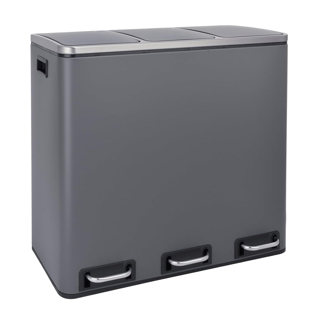 SVITA TM3X18 Mülleimer Papierkorb 54L Treteimer Abfalleimer Recycling pulverbeschichteter Stahl