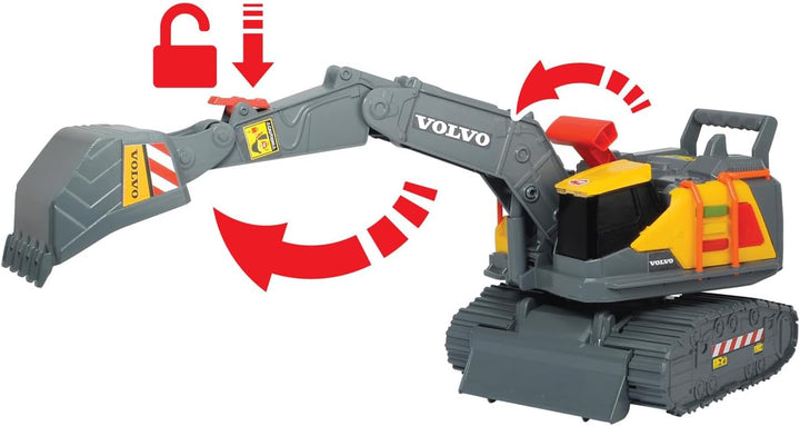 Dickie Toys 203725006 Volvo Spielzeug Bagger mit Gewichtserkennung, Spielzeugbagger erkennt 3 versch