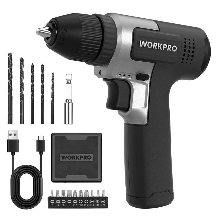 WORKPRO 8V Akku Bohrschrauber Set, Akkuschrauber, 2000 mAh Akku Bohrmaschine, 12 Nm Drehmoment, 10mm